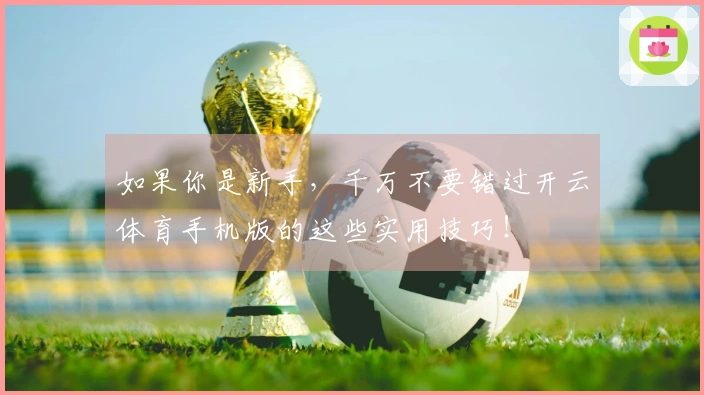 如果你是新手，千万不要错过开云体育手机版的这些实用技巧！